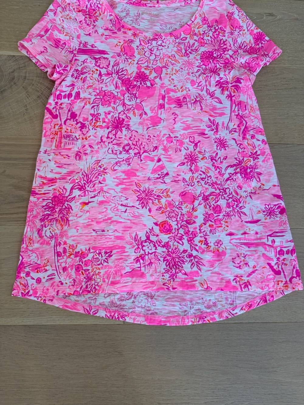 NWOT Lilly Pulitzer Etta Round Neck Pink Patterned Short Sleeve Women's T size S - Picture 8 of 12